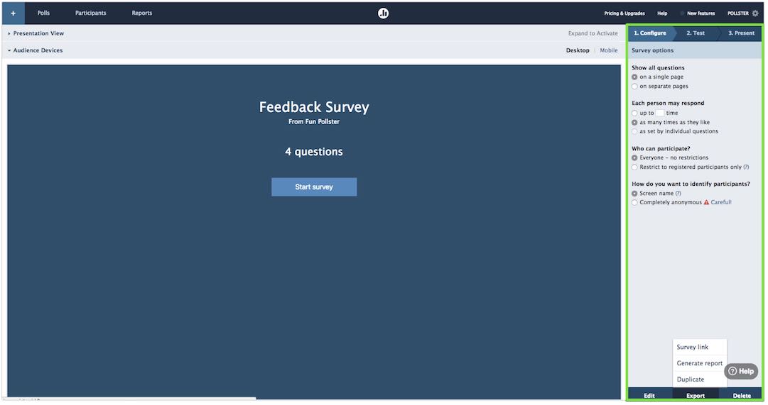 Survey Configure