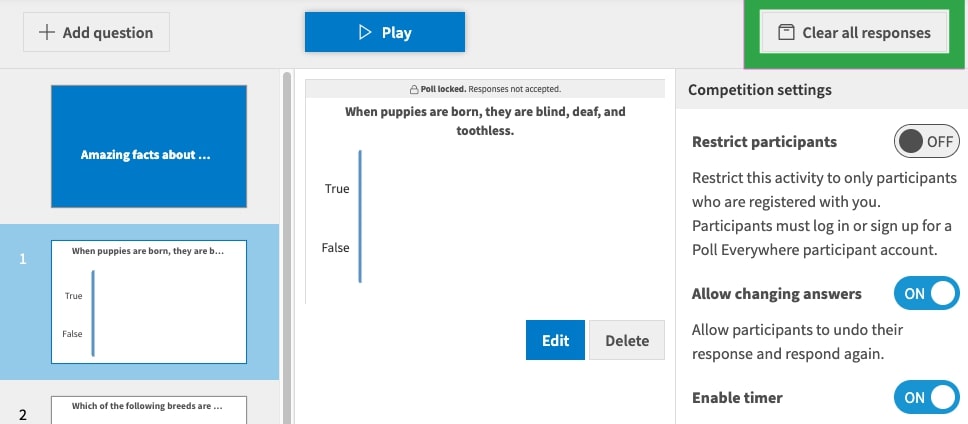 Competition settings