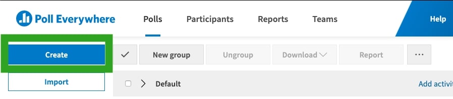 Use the Create button to create a competition