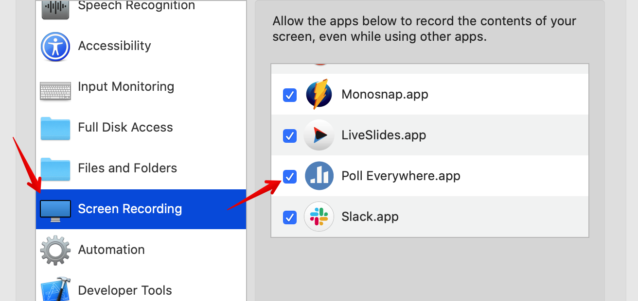 Screen Recording permissions Poll Everywhere