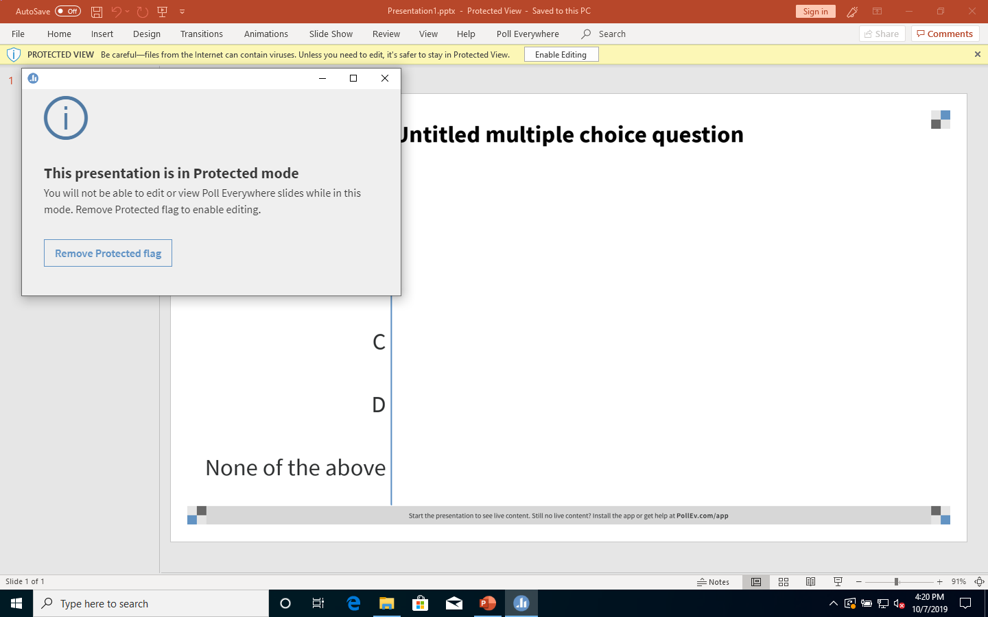 Windows Powerpoint addins ReadOnly and Protected view errors Poll